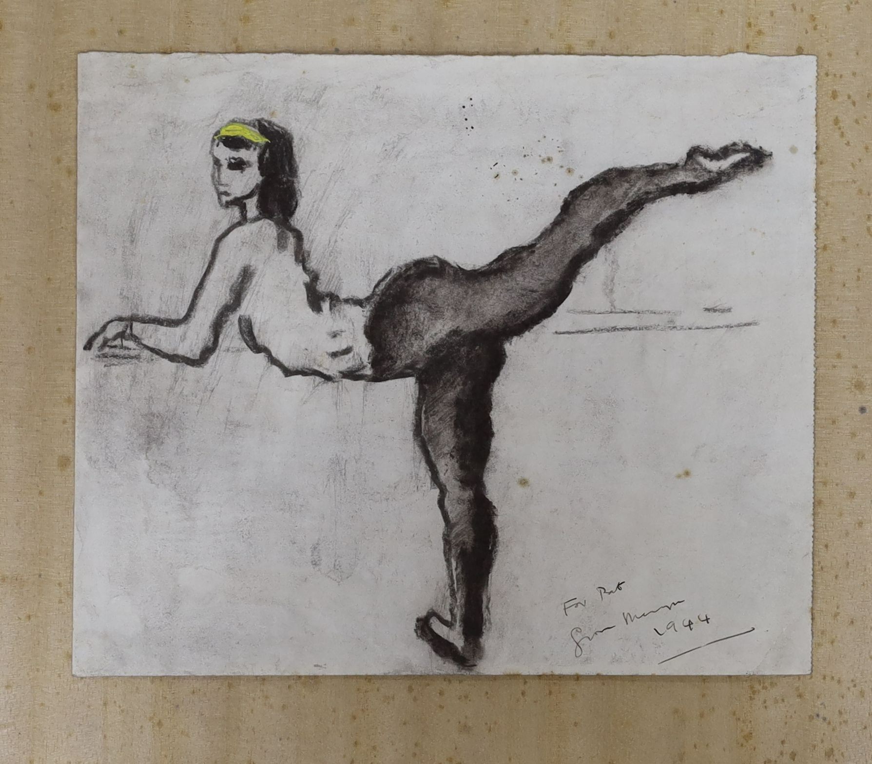 Mervyn Peake (1911-1968), charcoal and oil on paper, Sketch of a ballet dancer, inscribed 'For Pat from Mervyn 1944', 20 x 24cm, unframed